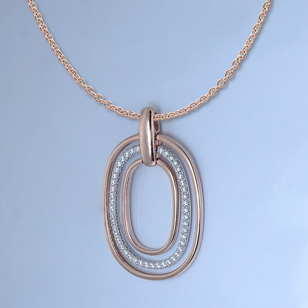Colgante de 3 círculos collar 925 plata esterlina cz diamante colgante para mujer 