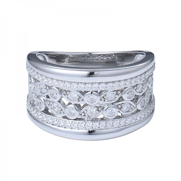 anillos de circonio cúbico de plata de ley 925 de lujo para mujeres 