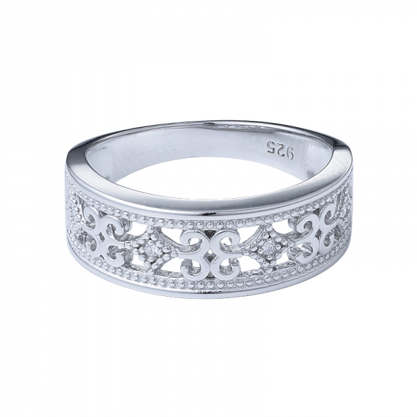 925 mujeres de plata esterlina zirconia cúbica media eternidad anillo de bodas cz anillo de colocación 