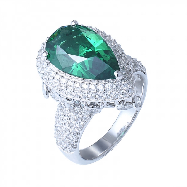 verde nano esmeralda 925 anillos de pera de plata esterlina clásico mejor anillo de bodas de piedras preciosas para mujeres joyería fina 