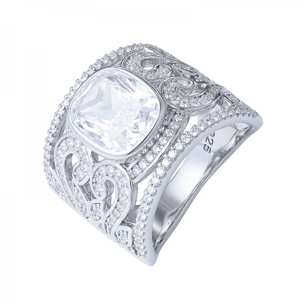 925 strling silver cushion cut pave cz halo setting twisted ring para mujeres joyería de compromiso 