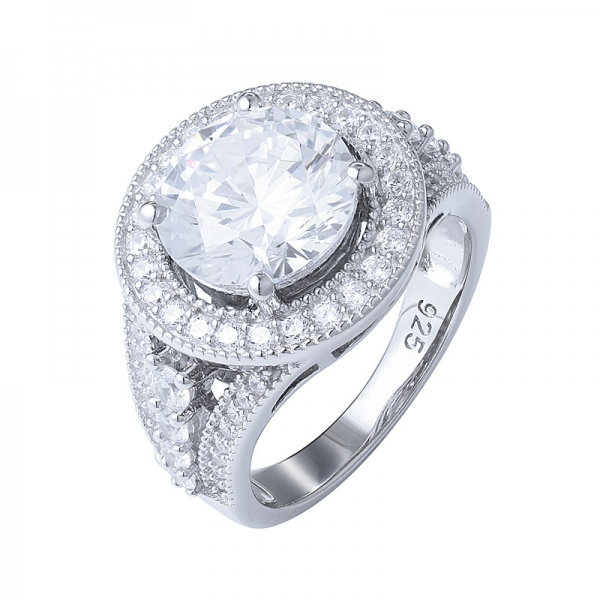 anillo de compromiso con solitario de circonita de 5,0 quilates chapado en oro blanco con anillo de compromiso de circonita cúbica 