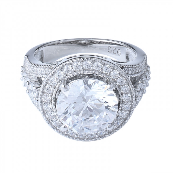 anillo de compromiso con solitario de circonita de 5,0 quilates chapado en oro blanco con anillo de compromiso de circonita cúbica 