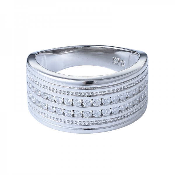 banda apilable cz banda de eternidad anillo de plata de ley 925 sólido anillo de compromiso anillo de bodas 