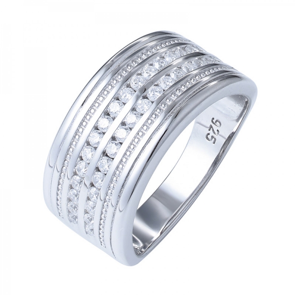 banda apilable cz banda de eternidad anillo de plata de ley 925 sólido anillo de compromiso anillo de bodas 