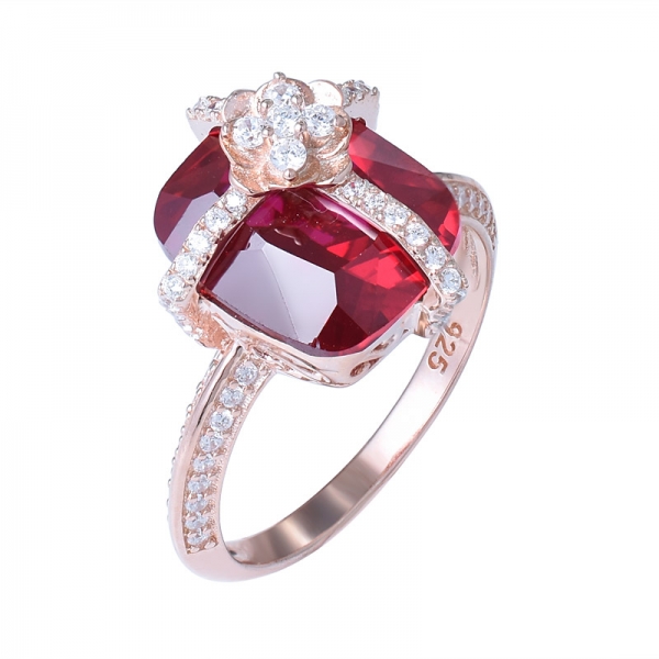 nuevos anillos de compromiso de rubí cúbico cúbico creados para mujeres anillo de bodas de color oro rosa 