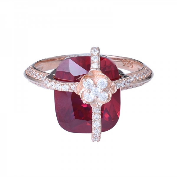 nuevos anillos de compromiso de rubí cúbico cúbico creados para mujeres anillo de bodas de color oro rosa 