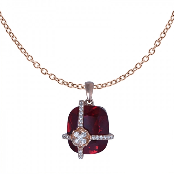 Bajo moq 925 colgante de plata esterlina creado colgante de plata de rubí collar colgante de piedras preciosas 