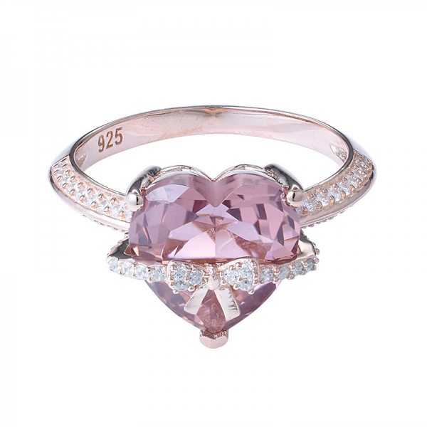 4 quilates simulan morganita rosa cortada en oro rosa de 18 quilates sobre plata de ley 925 con compromiso y conjunto de anillo de bodas 