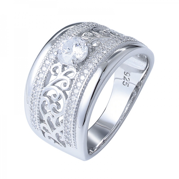 anillo de cuarzo "diamante" en plata de ley 