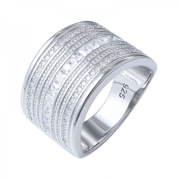 encantador e intemporal chapado en oro blanco aleación cz anillos 925 compromiso anillo de bodas 