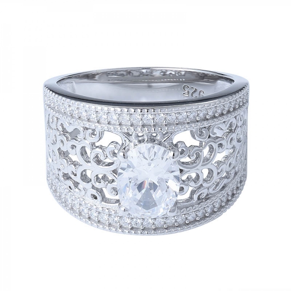 1.0ct corte ovalado moissanite anillos de diamantes joyería de anillo de plata esterlina de oro blanco 