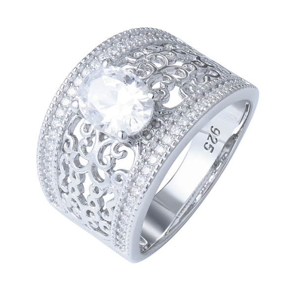 1.0ct corte ovalado moissanite anillos de diamantes joyería de anillo de plata esterlina de oro blanco 