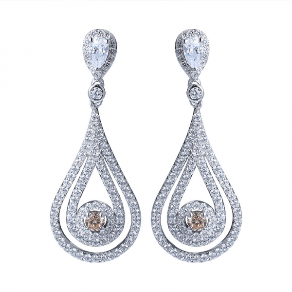 elegantes aretes de plata 925 bijoux pendientes de gemas de champán pendientes de piedra 