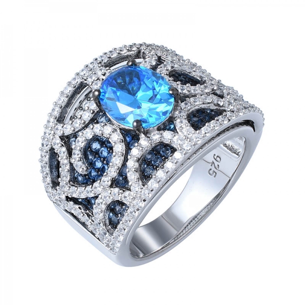 anillo de compromiso delicado de neón apatita azul delicado 