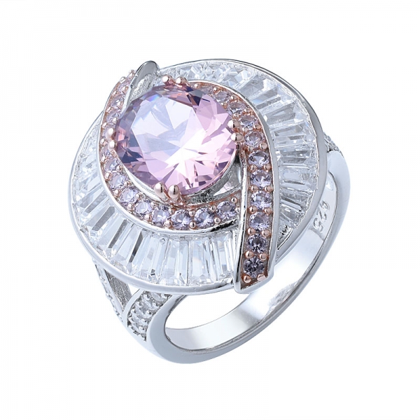 joyería blanco cz 3.0 ct rosa granate 2-Tono de la galjanoplastia de la mujer un anillo de plata 925 anillo de plata 