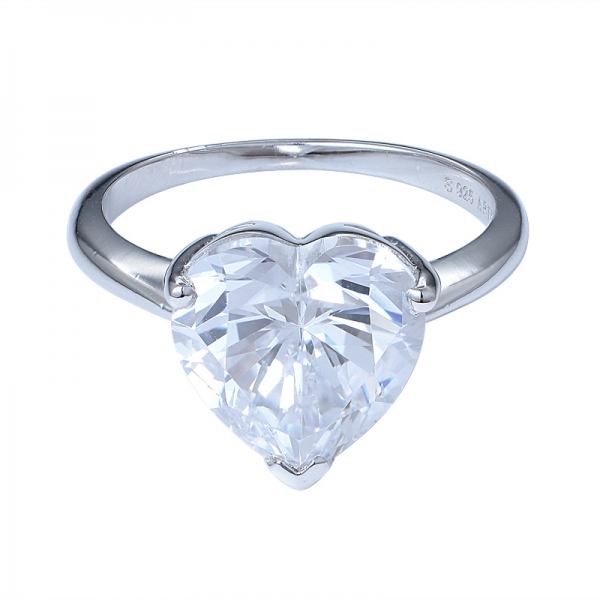 El clásico de la plata esterlina de la forma del corazón del anillo de aniversario de las mujeres anillos 