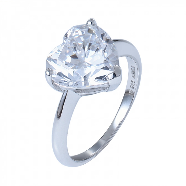 El clásico de la plata esterlina de la forma del corazón del anillo de aniversario de las mujeres anillos 