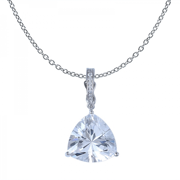triángulo de la joyería del collar blanco cubic declaración colgante de plata de la joyería 