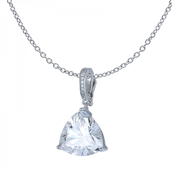 triángulo de la joyería del collar blanco cubic declaración colgante de plata de la joyería 
