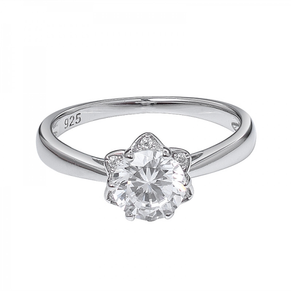 Fina Joyería Personalizada 6 Garra Puntas de Plata Solitario Moissanite anillo de Compromiso de Diamantes 