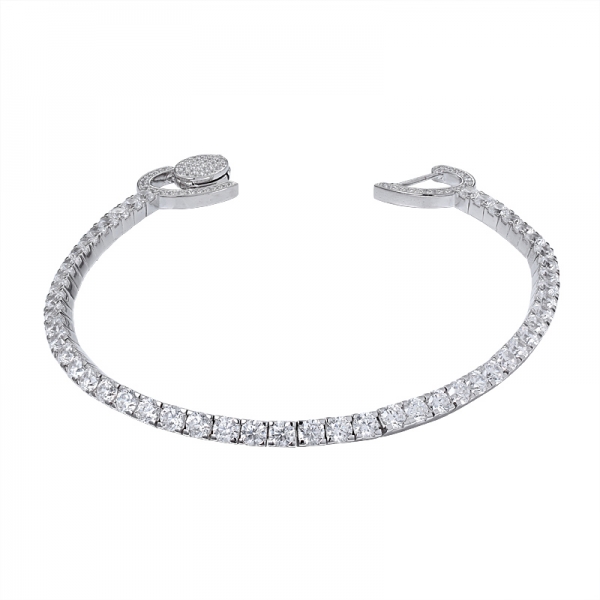 La moda de Joyería de Oro Blanco de 18 k Plateado Diamante de Cristal 3.0 mm Ronda los Encantos de la Pulsera de Cadena 