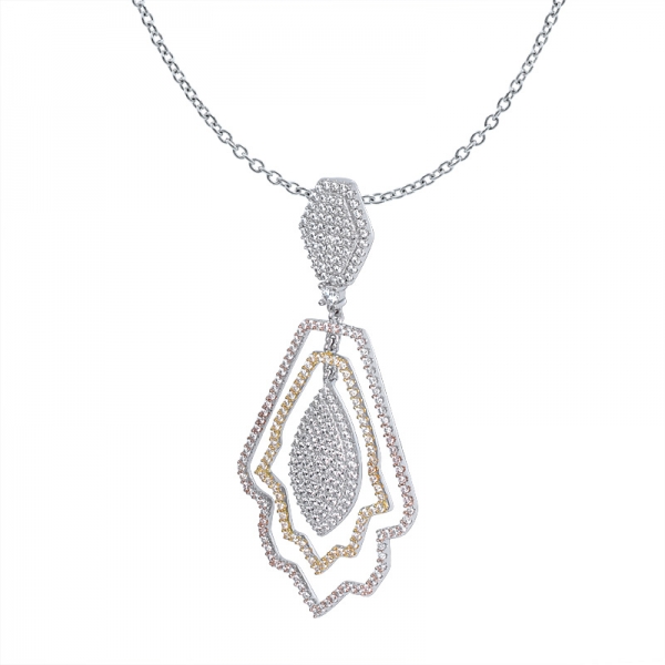 la joyería del collar para las mujeres, 2 de tono plateado espumoso hexágono collar de diamantes 