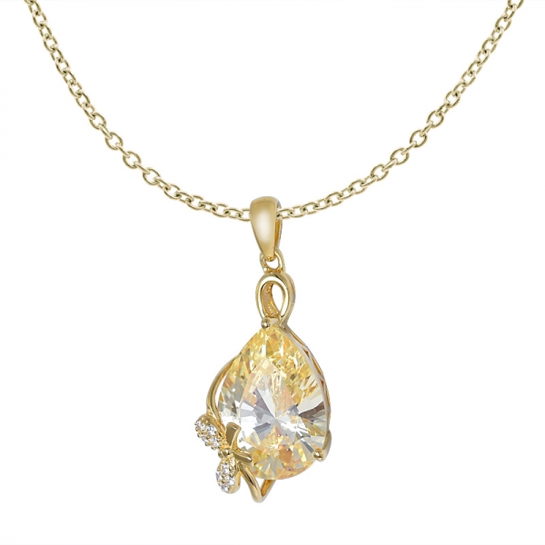 Las Mujeres de lujo de Plata 925 5Ct Pera amarillo Cortado Colgante de diamantes de la Boda de la Joyería de Regalo 