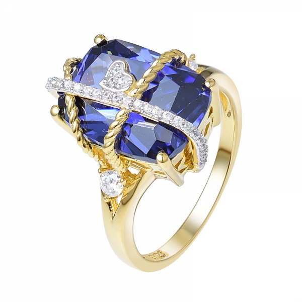 Moderno Allanar Conjunto de Anillo de Compromiso de Diamantes w/8 Quilates Cojín de Corte Azul Tanzanita de alta Calidad 