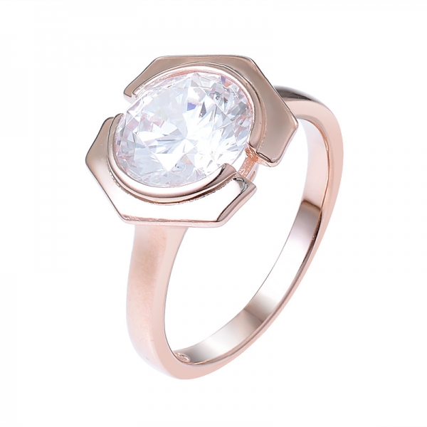 3ct ronda CZ Diamante de 18 quilates Chapado en Oro rosa anillo de compromiso de la joyería conjunto 