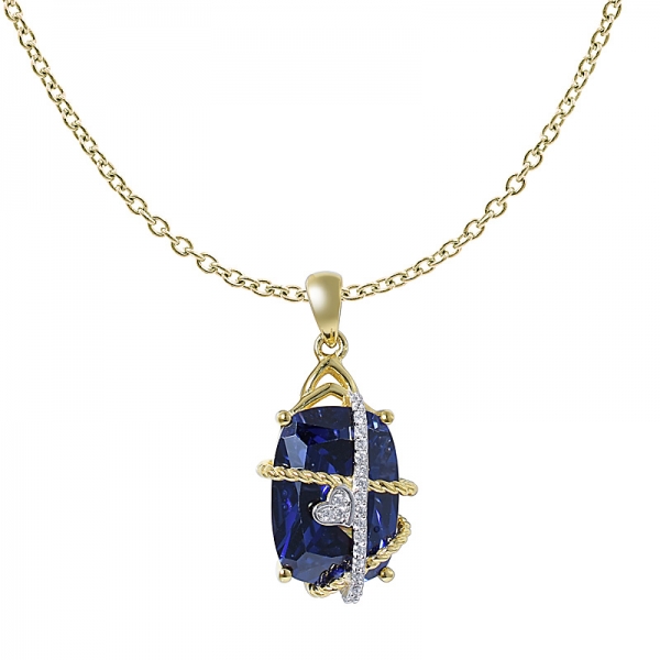 Moderno Allanar Conjunto de Compromiso de Diamantes colgante w/8 Quilates Cojín de Corte Azul Tanzanita de alta Calidad 