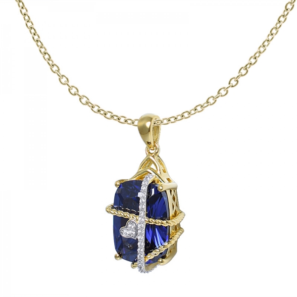 Moderno Allanar Conjunto de Compromiso de Diamantes colgante w/8 Quilates Cojín de Corte Azul Tanzanita de alta Calidad 
