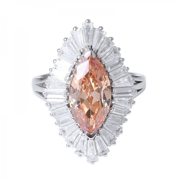 champán diamante cz centro diseño halo anillo de compromiso conjunto joyería 