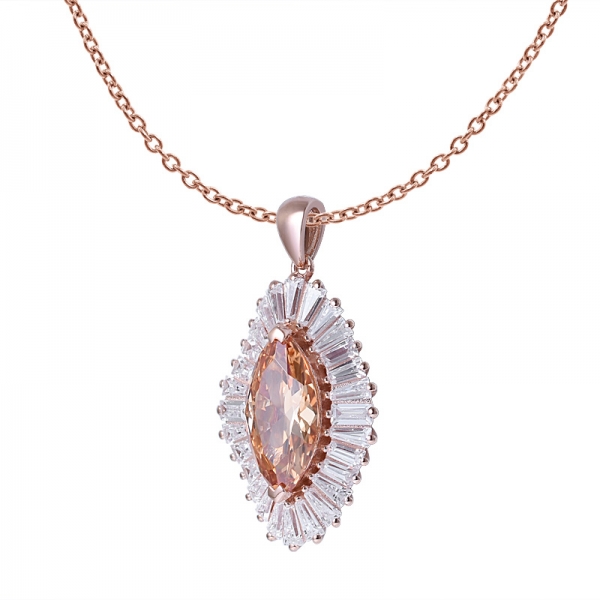 champán diamante cz centro de diseño halo colgante conjunto de joyas 