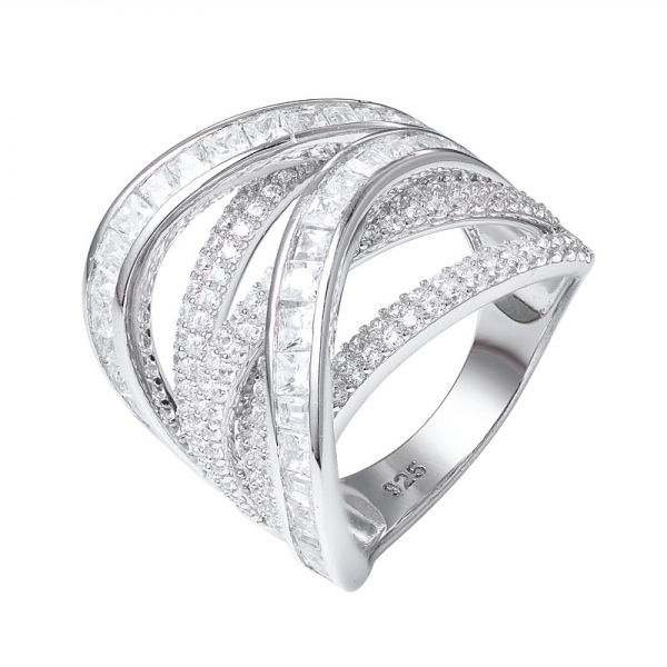 anillos de banda de diamantes cruzados de moda únicos Para Novia 