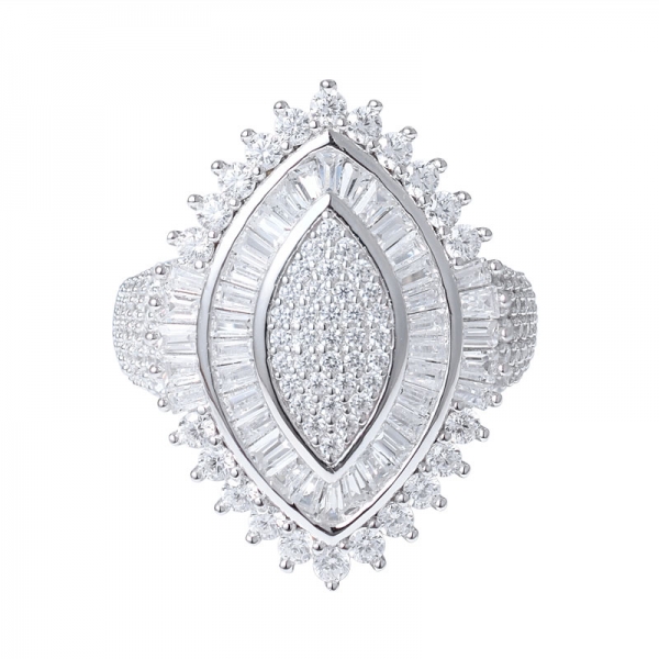 al por mayor 925 anillo de compromiso de plata de ley con forma de marquesa de circonita transparente 