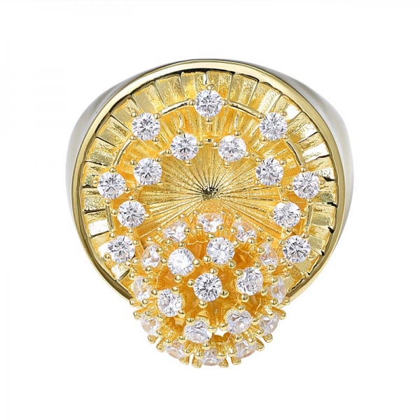  925 anillo de plata de ley con diseño de capullo de flor chapado en oro amarillo 