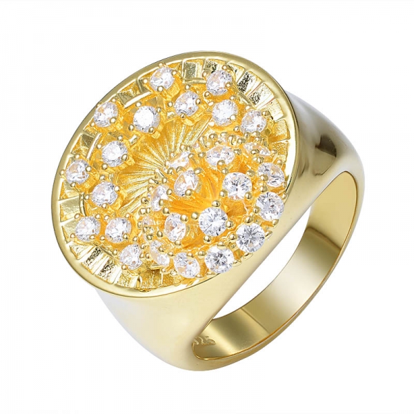  925 anillo de plata de ley con diseño de capullo de flor chapado en oro amarillo 