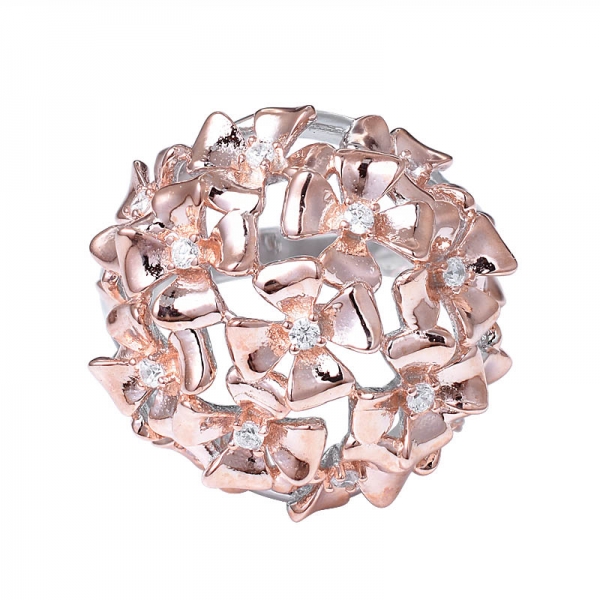 nuevo diseño de anillo de oro rosa con forma de flor de moda para mujer 