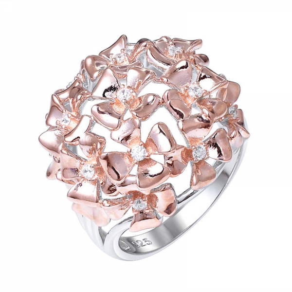 nuevo diseño de anillo de oro rosa con forma de flor de moda para mujer 