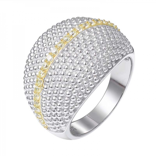2 - tono oro amarillo 925 joyas de plata esterlina anillo de hip hop de piedra cz amarilla 
