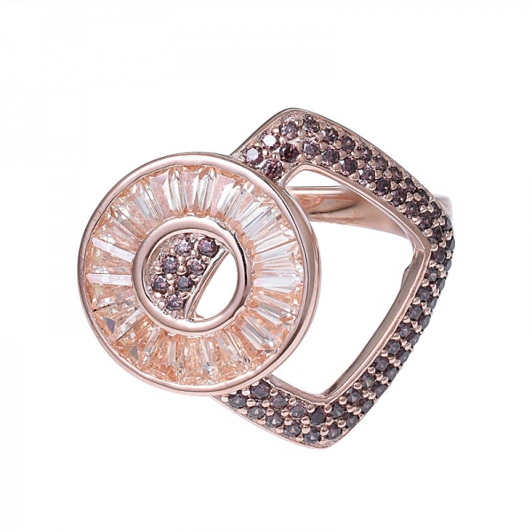 wholesale anillos de CZ de cristal de champán de color oro rosa con joyas 