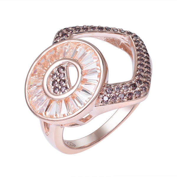 wholesale anillos de CZ de cristal de champán de color oro rosa con joyas 