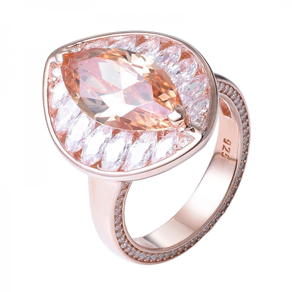 anillo de champán chapado en oro rosa joyería de las señoras de América anillo de diamantes de champán 