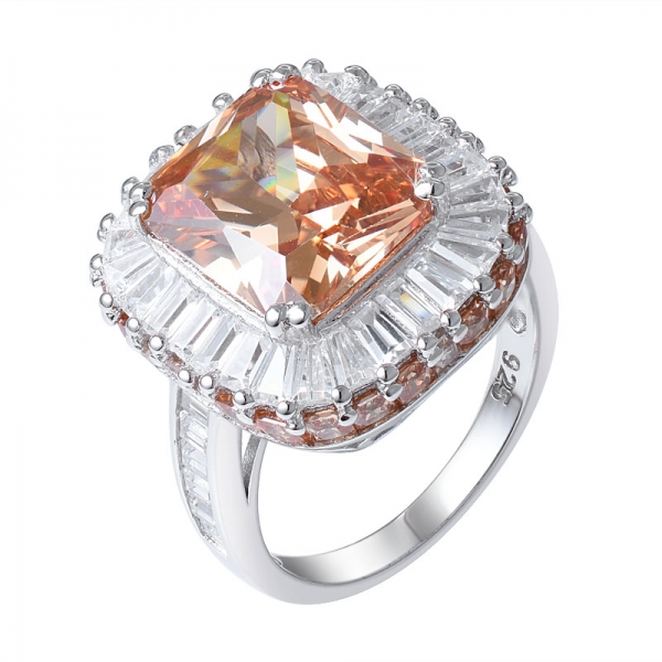 anillo de halo de talla princesa con rubí creado en oro blanco de 8,00 quilates 