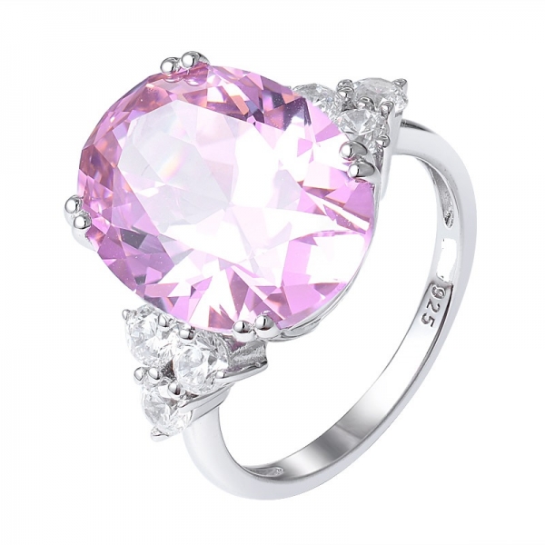  2020 nuevo en sitio web circonita cúbica rosa corte ovalado CZ anillos de banda de eternidad de piedras preciosas 