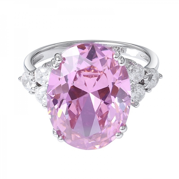  2020 nuevo en sitio web circonita cúbica rosa corte ovalado CZ anillos de banda de eternidad de piedras preciosas 