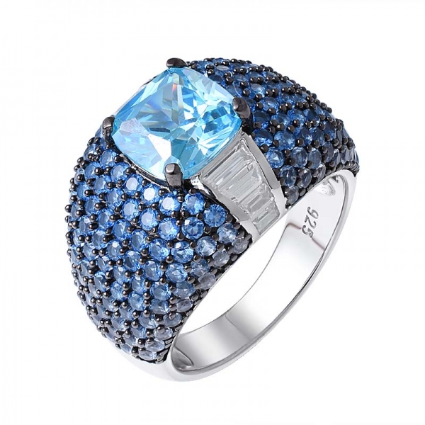 cojín de apatita de neón azul talla piedra preciosa  925 anillo de plata de ley Para mayorista de mujeres 