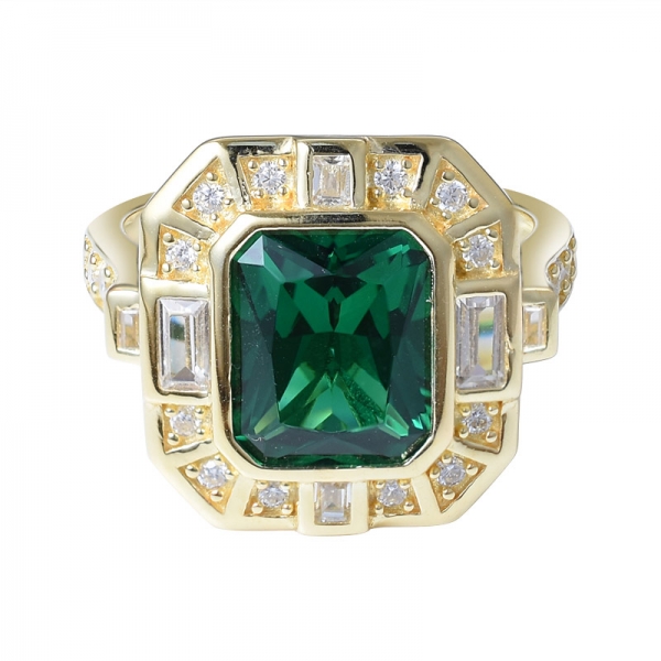 creado en oro verde esmeralda chapado sobre anillo de plata esterlina 