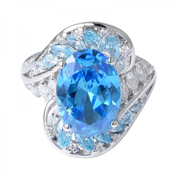 wholesale fabricante de anillos de plata de ley 925 con punta de apatita azul 